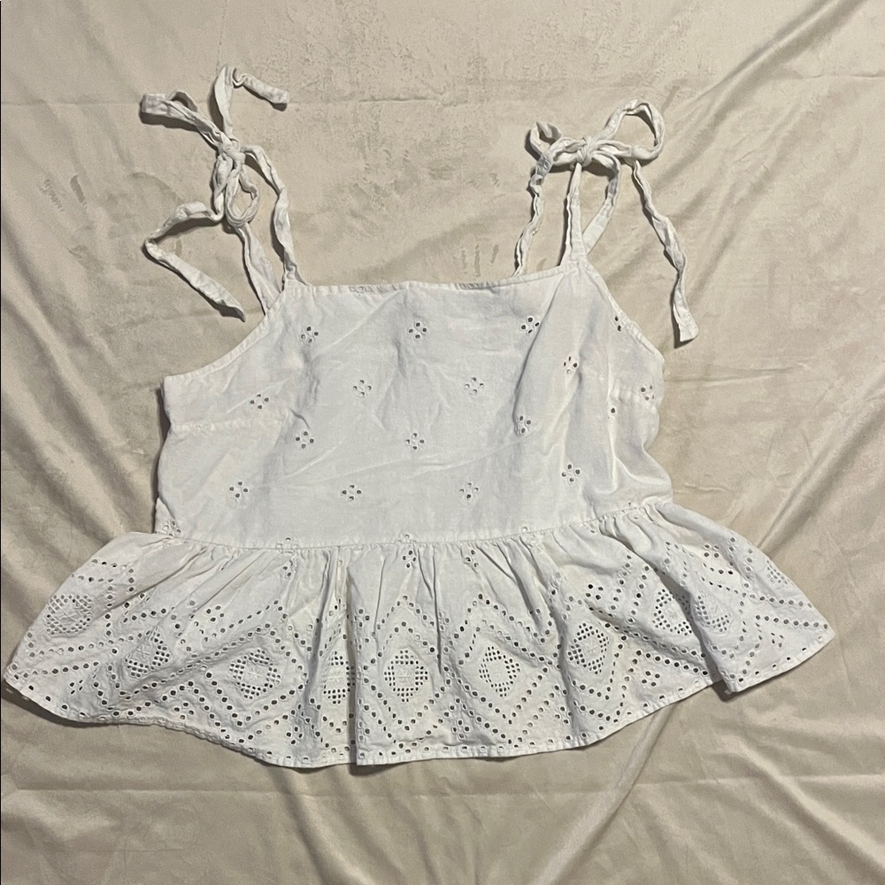 Madewell White Eyelet Camisole with Tie Straps